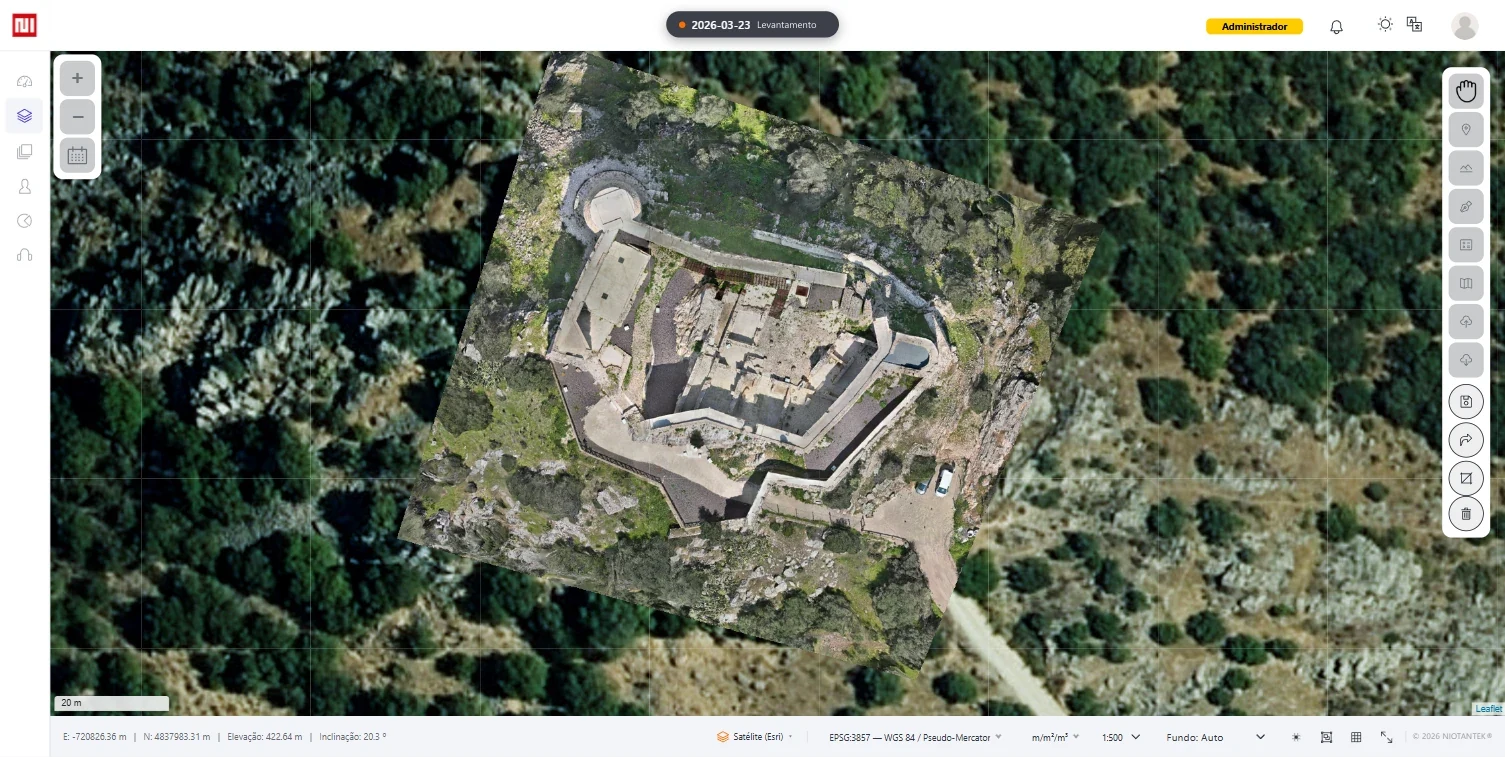 Levantamento do castelo com demonstração de medições