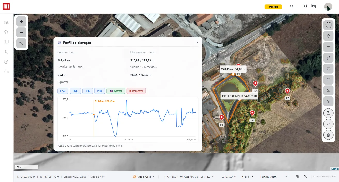 Le visualiseur NioMap avec un relevé ouvert.